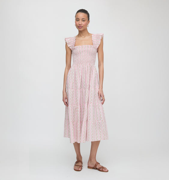 The Ellie Nap Dress - Pink Floral Dot Stripe – Hill House Home
