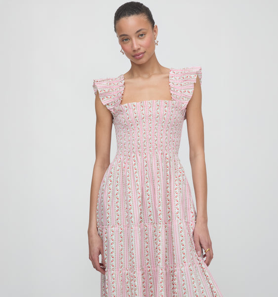The Ellie Nap Dress - Pink Floral Dot Stripe – Hill House Home
