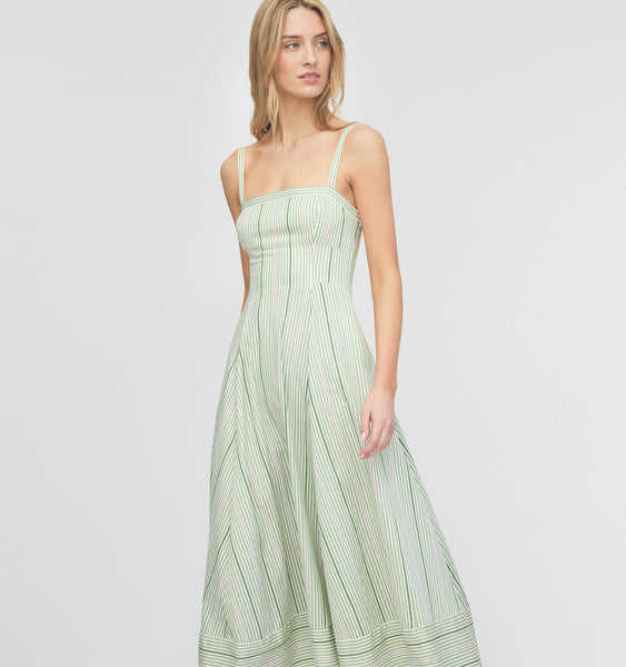 green emerald velvet dress Green Stripe Reina Dress