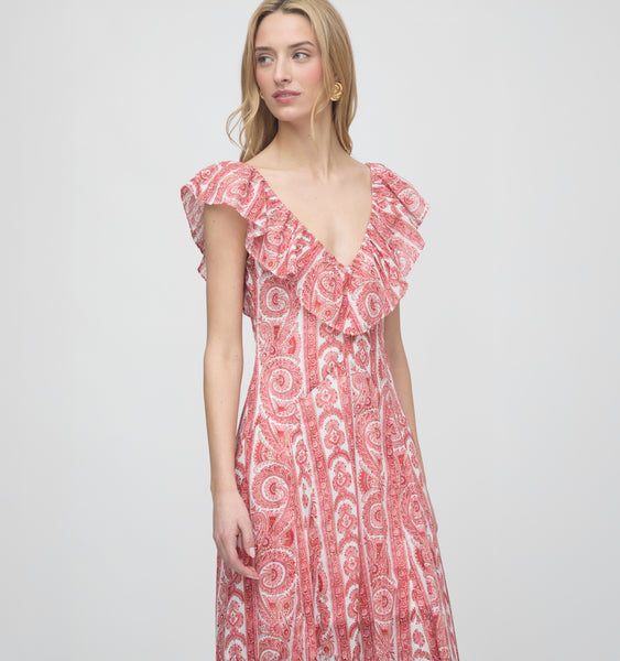 The Milani Dress - Coral Corsica Paisley – Hill House Home