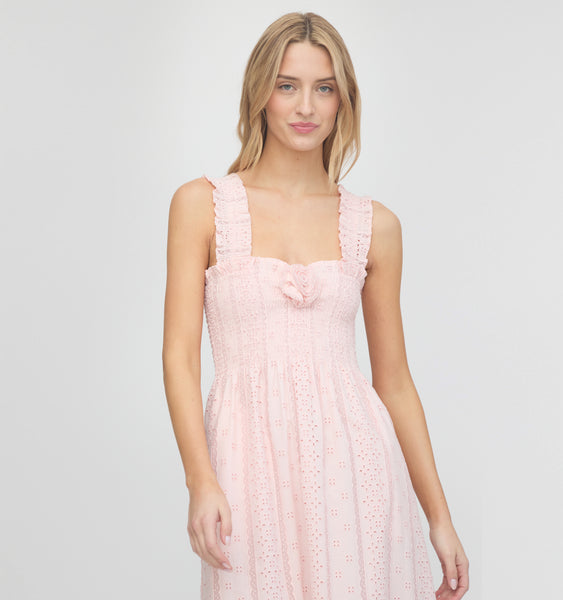 The Rosetta Nap Dress - Pink Broderie Voile – Hill House Home