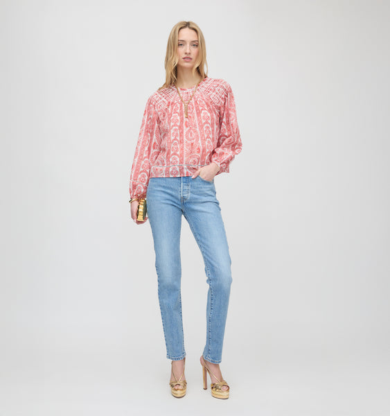 The Skye Top - Coral Corsica Paisley – Hill House Home