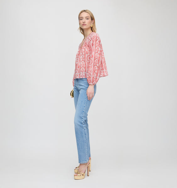 The Skye Top - Coral Corsica Paisley – Hill House Home