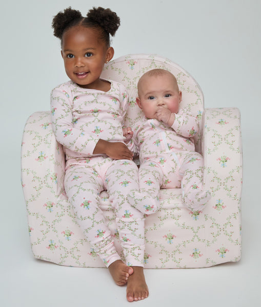 The Footie Pajama - Light Pink Trellis – Hill House Home