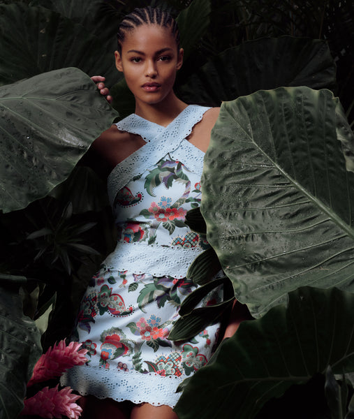 The Meagan Dress - Light Blue Jungle Floral – Hill House Home