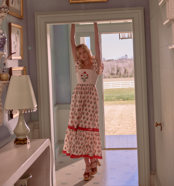 The Pippa Dress - Poppy Block Print – Hill House Home The Pippa Dress - Poppy Block Print – Hill House Home