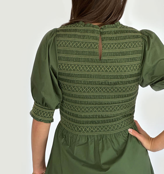 The Vivi Nap Dress - Leaf Green Cotton – Hill House Home