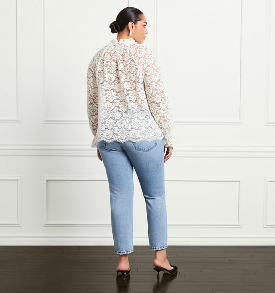 Wayf white store lace top