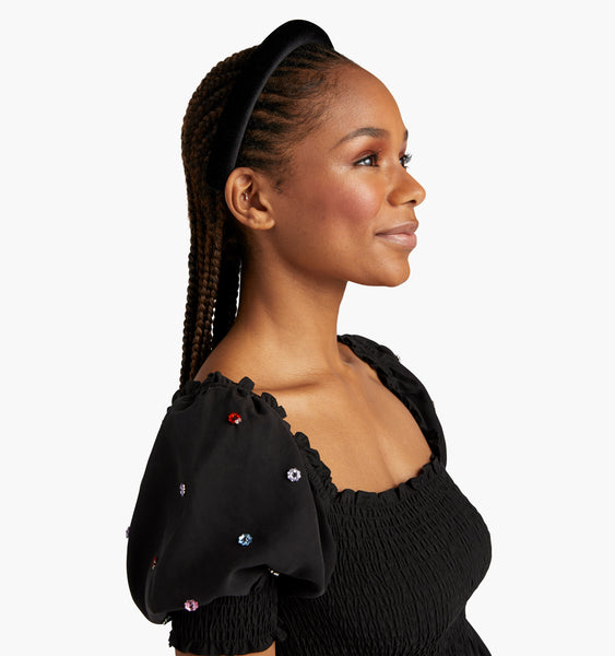 Cerchietti Per Capelli Fascia Per Capelli In Velluto Nero Imbottita - Alice Band Elegante 2.5 Cm Tappi Orecchie 3 M - Foto 3