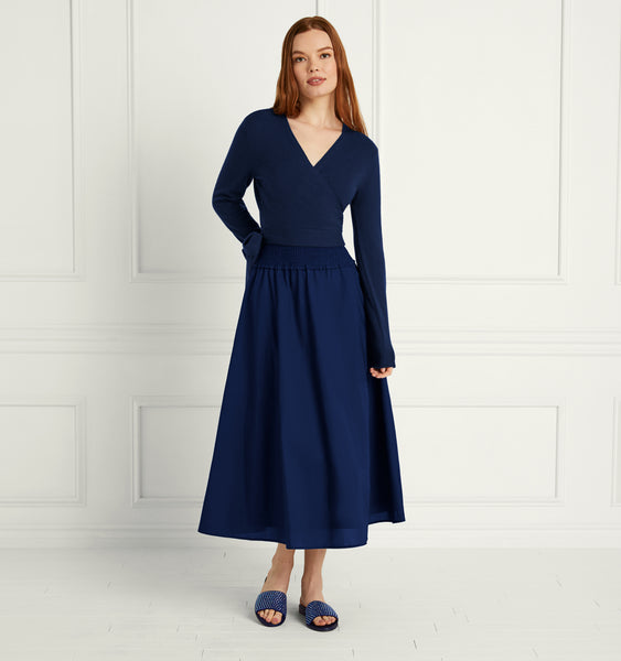 Navy wrap sweater hotsell