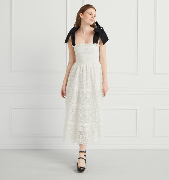 The Lace Ribbon Ellie Nap Dress - White Lace with Black Ribbon – Hill House  Home