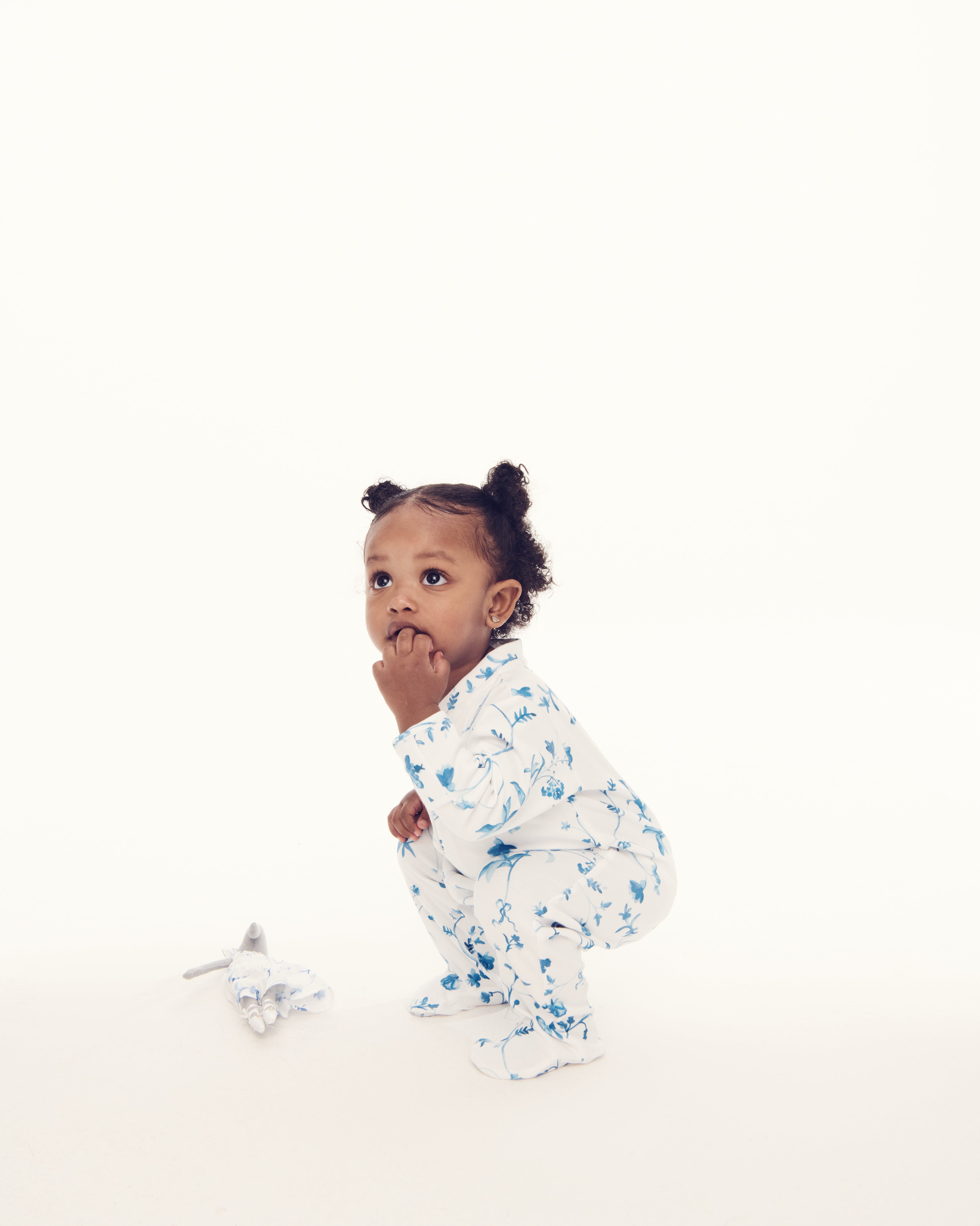 The Footie Pajama - Blue Botanical