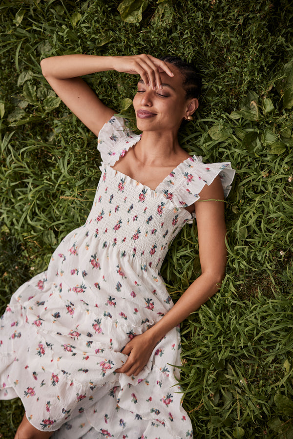 color:Ivory Ikat Floral Crushed Taffeta