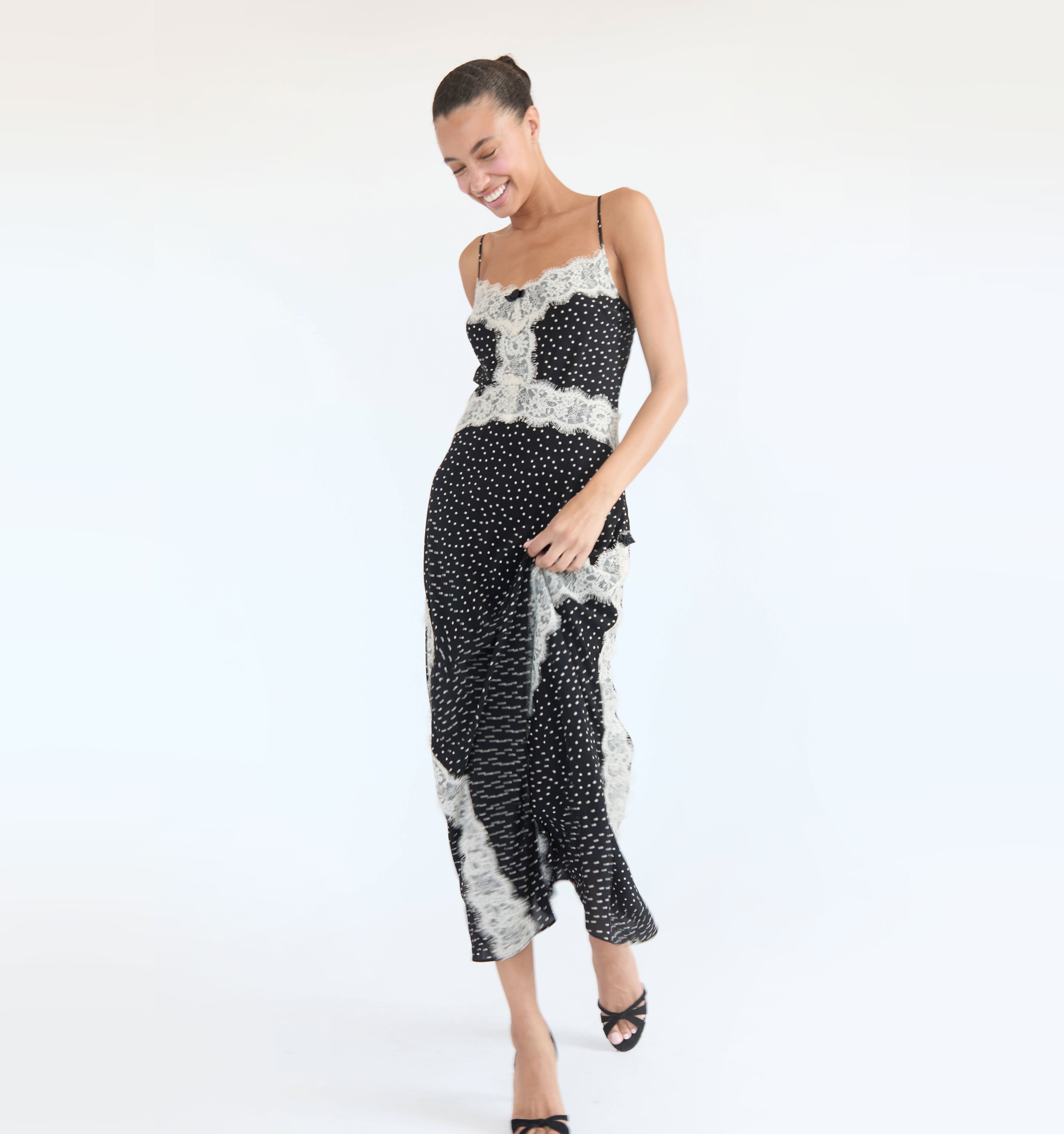 The Francesca Dress in Black Polka Dot color: Black Polka Dot 