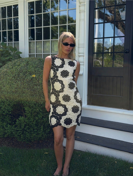 The Lisandra Dress - Black/Ivory Crochet Lace – Hill House Home