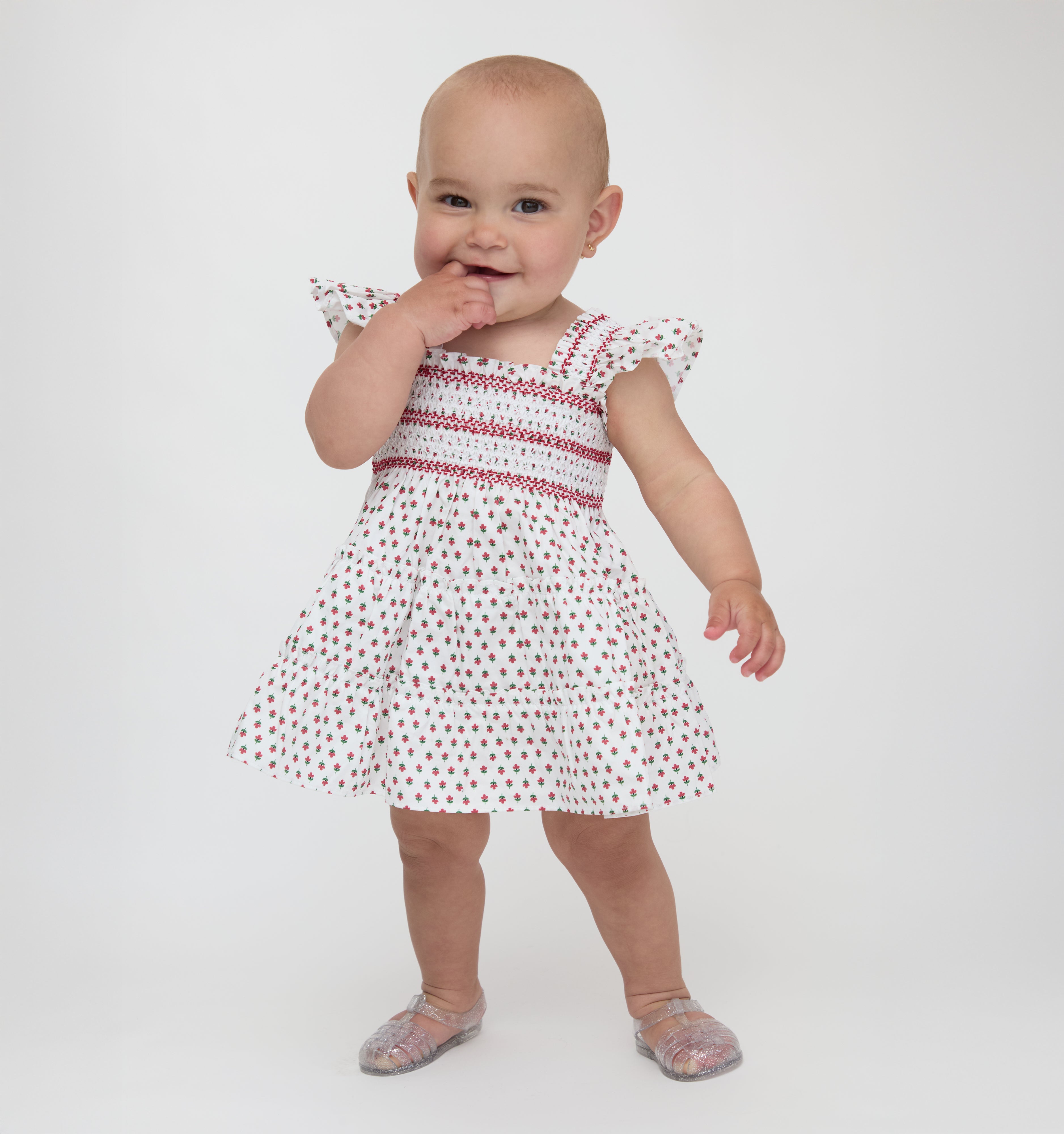 The Baby Ellie Nap Dress - White Poppy Half Drop