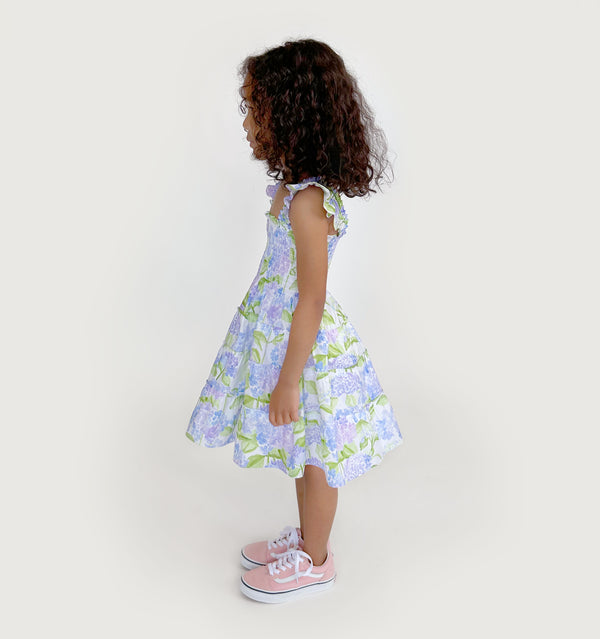 Navy wears a 5-6Y in the Blue Hydrangea Cotton color: Blue Hydrangea Cotton