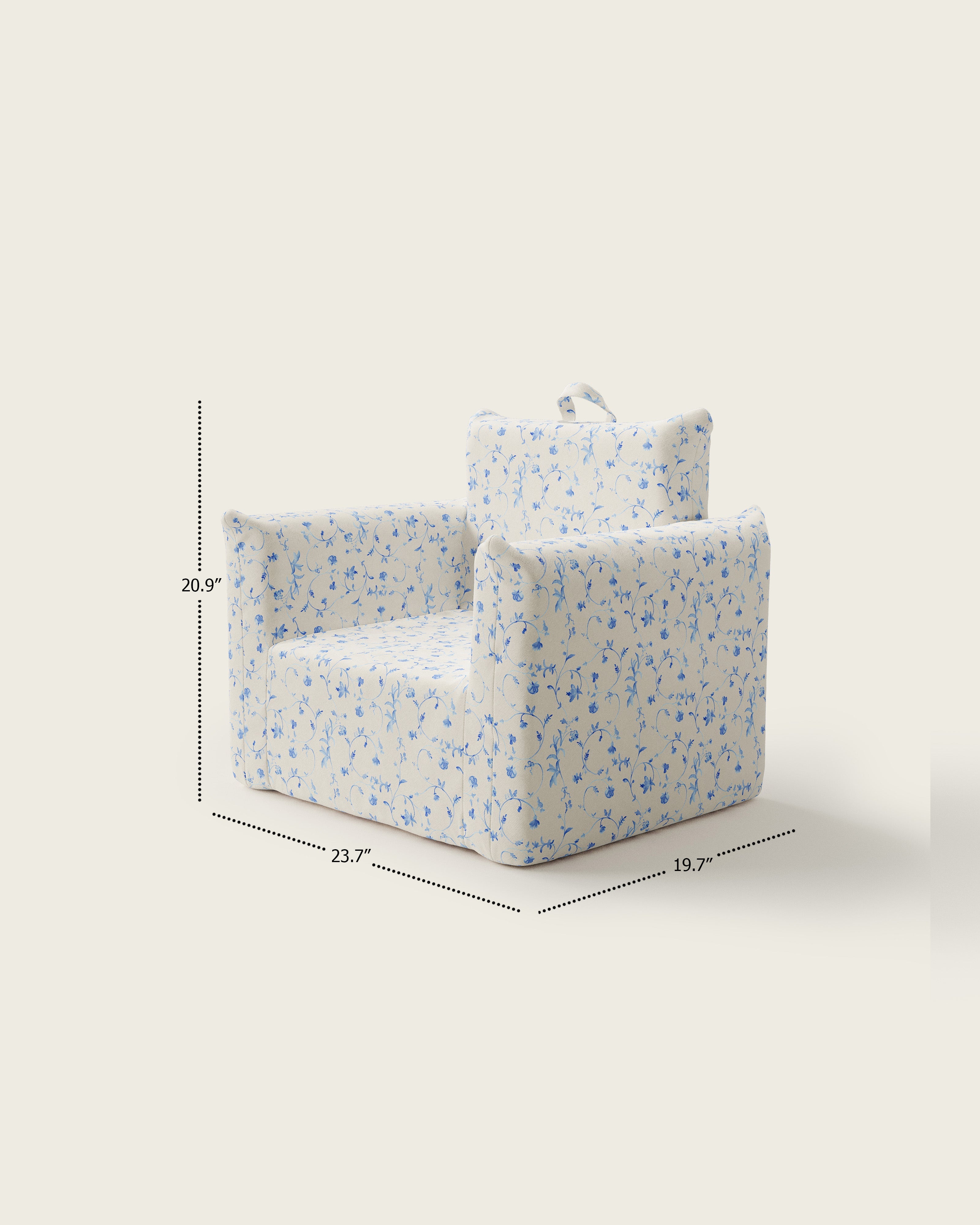 The Hill House x Nestig Hug Mini Chair in Blue Botanical color: Blue Botanical