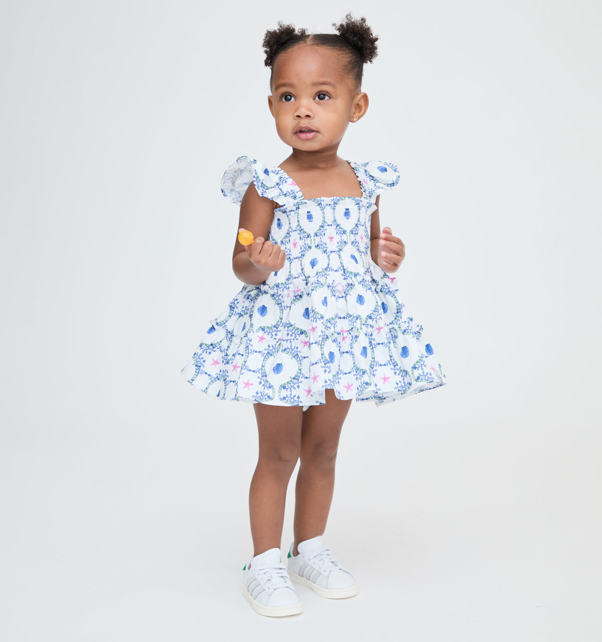 The Baby Ellie Nap Dress - White Cisco Trellis
