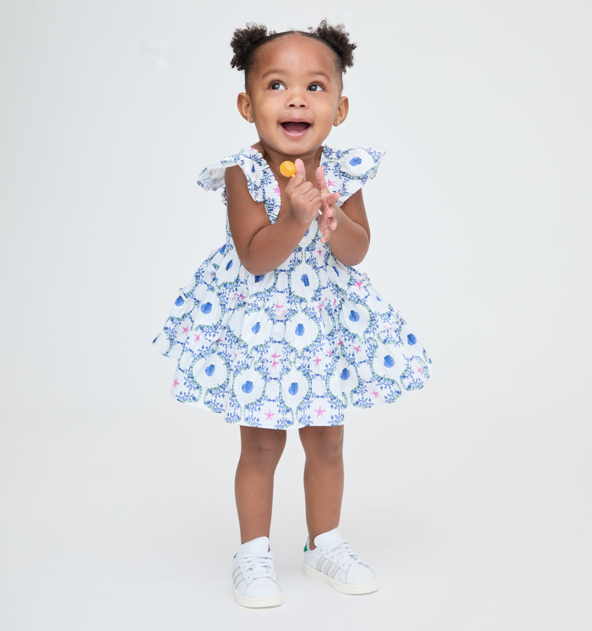 The Baby Ellie Nap Dress - White Cisco Trellis
