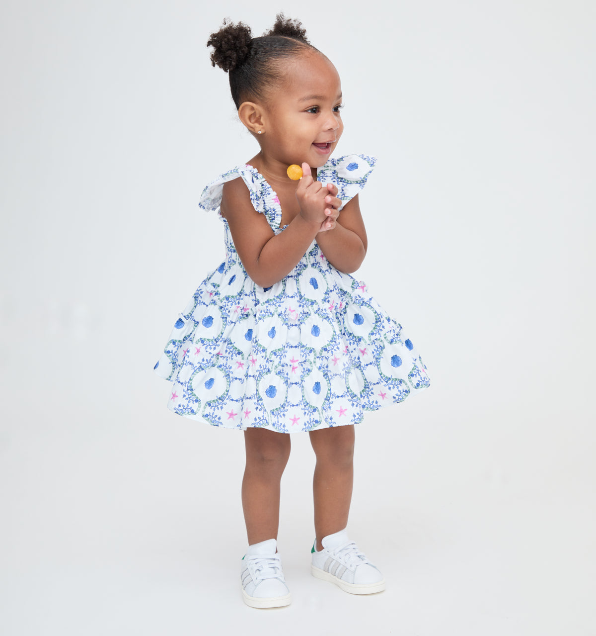 The Baby Ellie Nap Dress - White Cisco Trellis