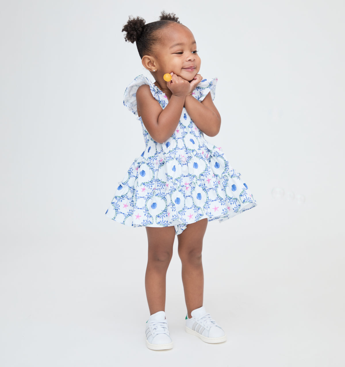 The Baby Ellie Nap Dress - White Cisco Trellis