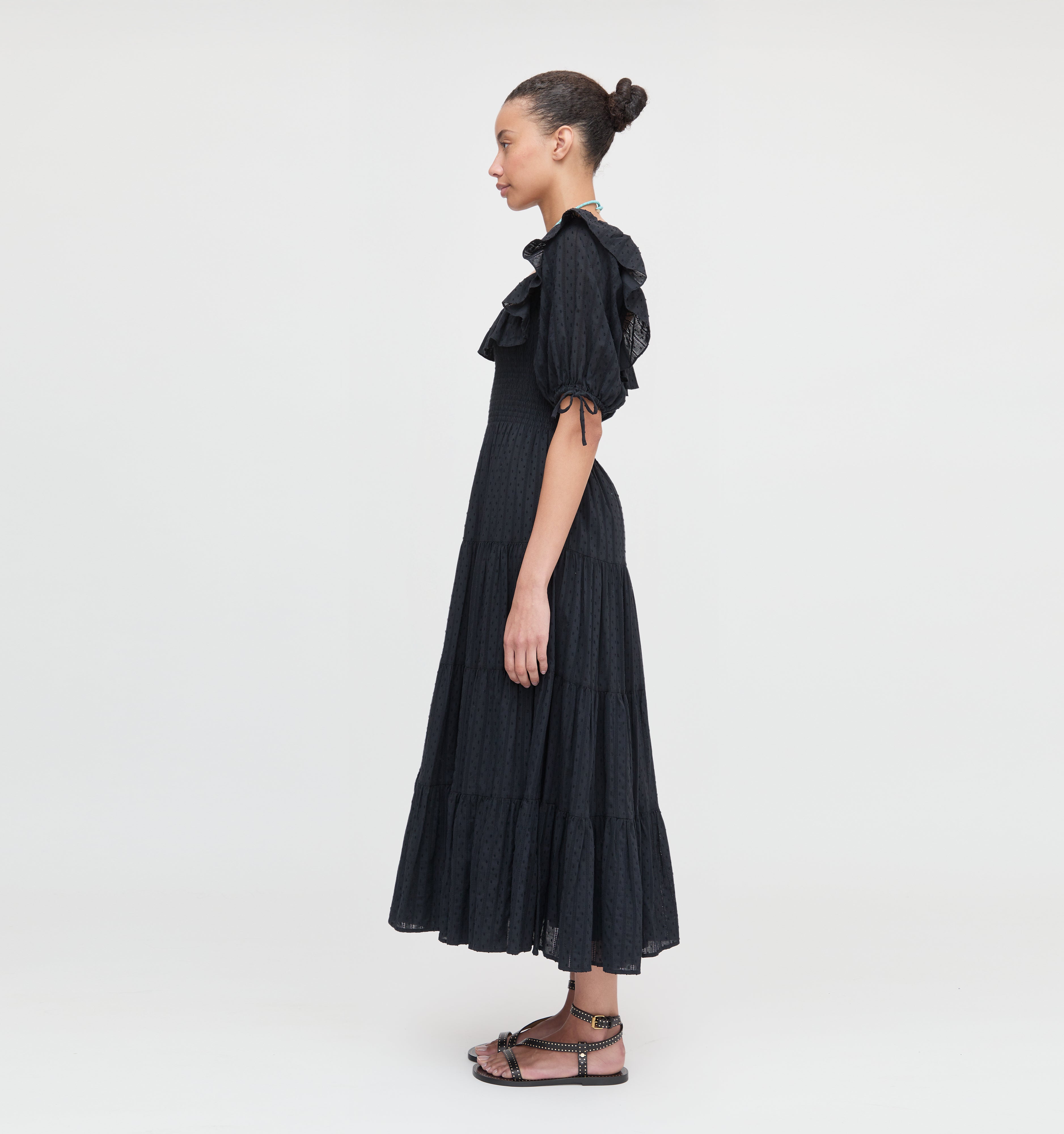 The Corinne Nap Dress - Black Linear Swiss Dot – Hill House Home