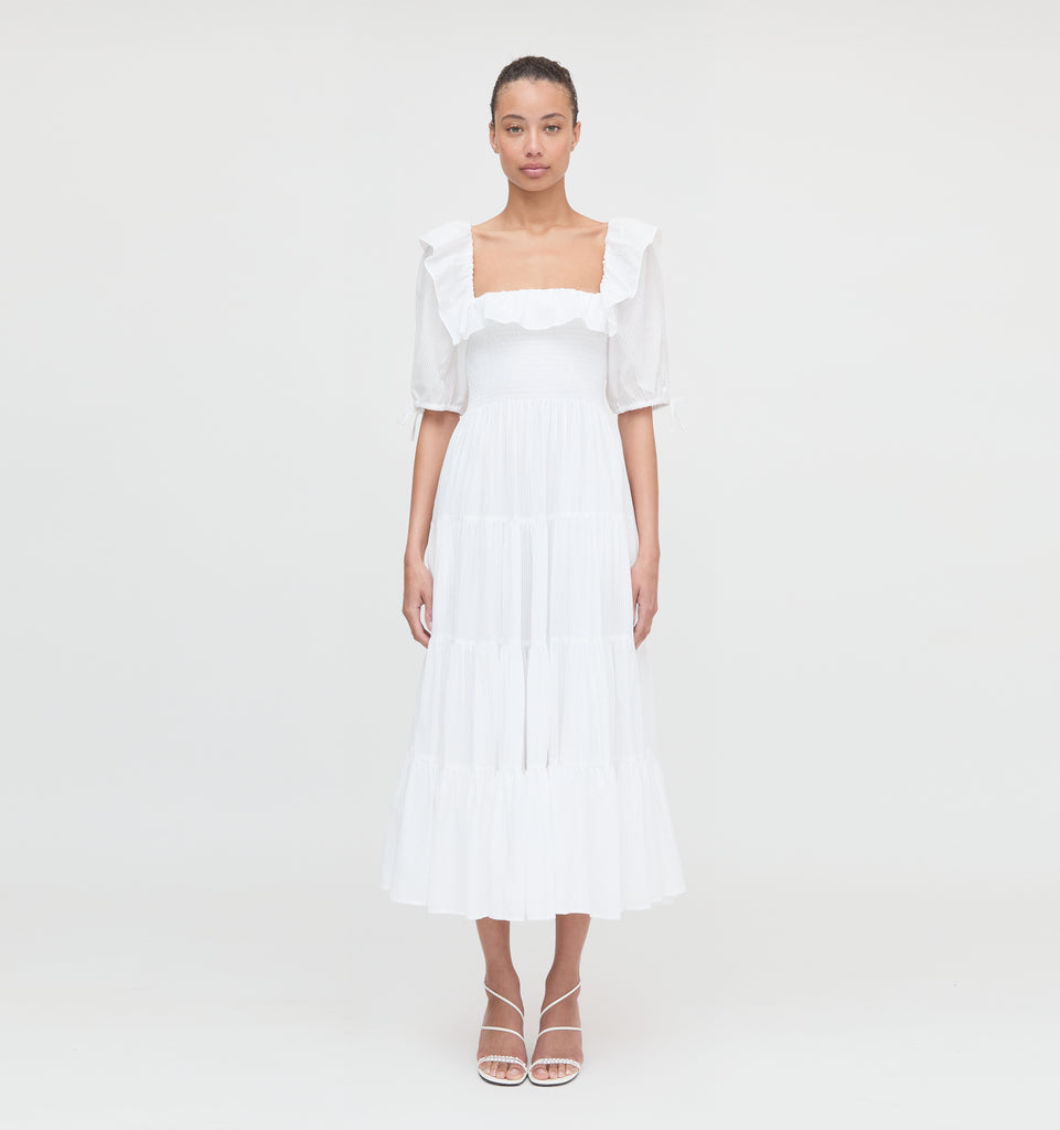 The Corinne Nap Dress - White Shadow Stripe – Hill House Home