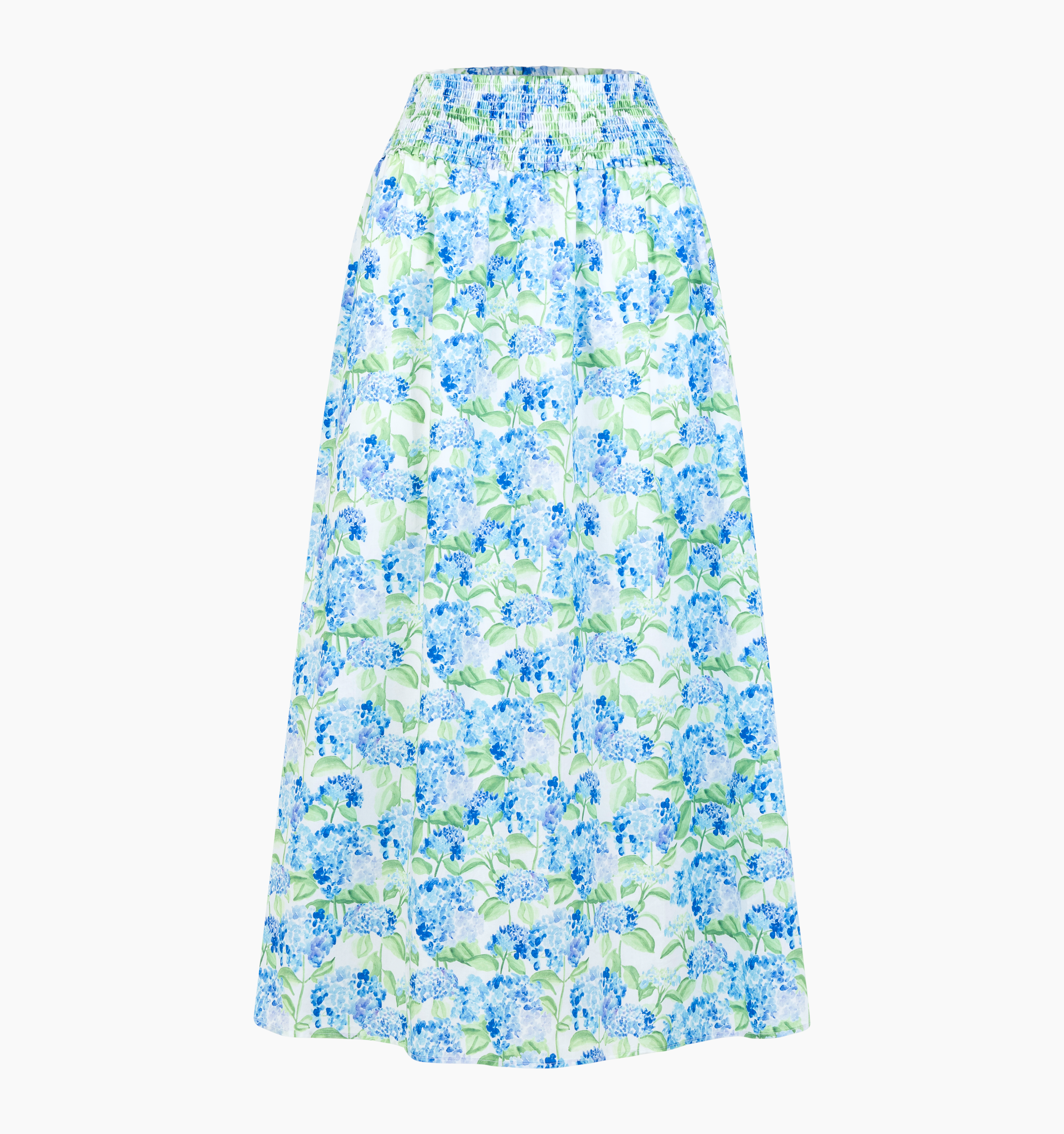 The Hill House x La Coqueta Delphine Nap Skirt - Blue Watercolor Hydrangea