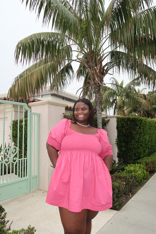 The Naia Nap Dress - Lipstick Pink Cotton