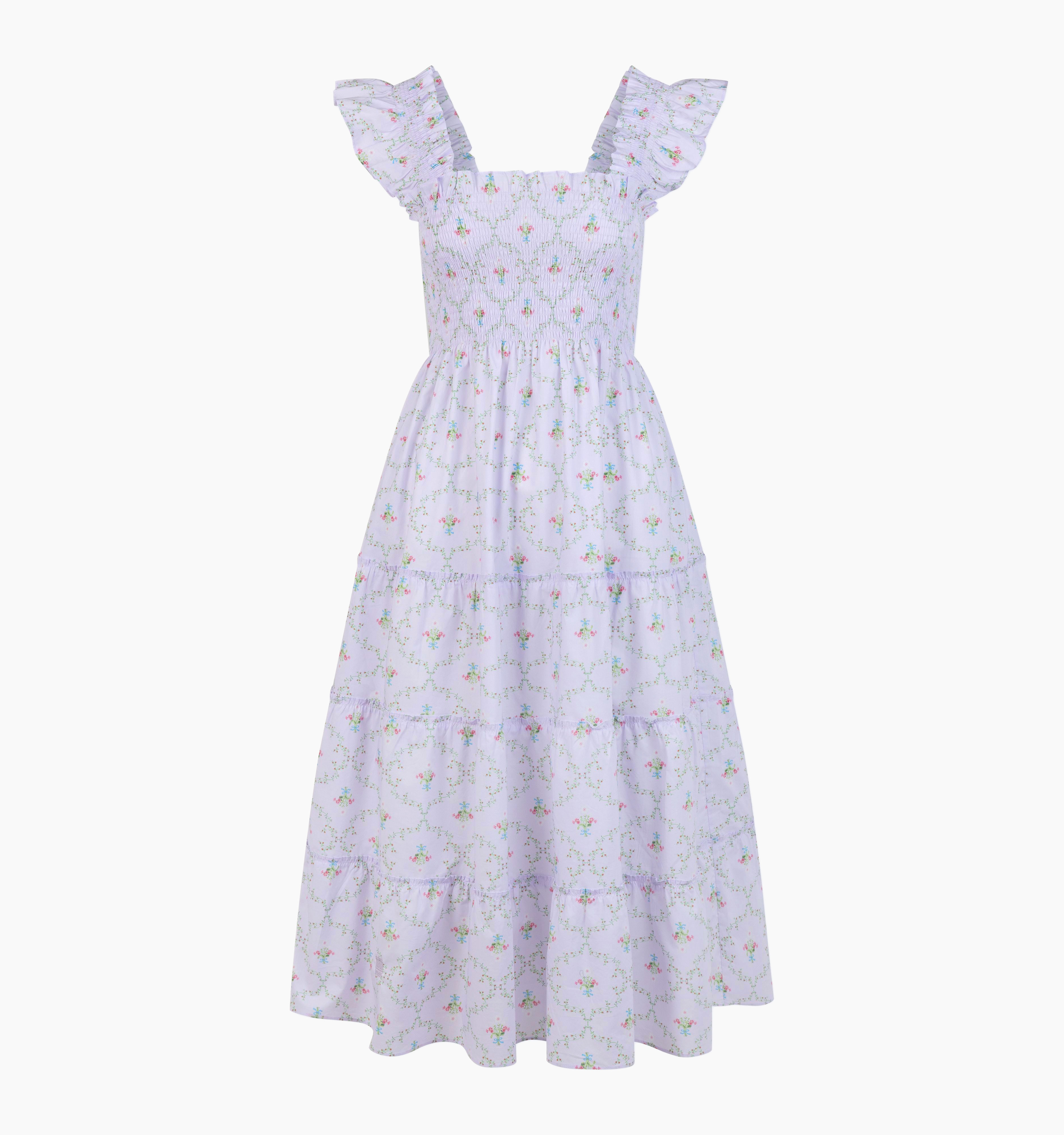 The Hill House x La Coqueta Ellie Nap Dress - Lilac Trellis