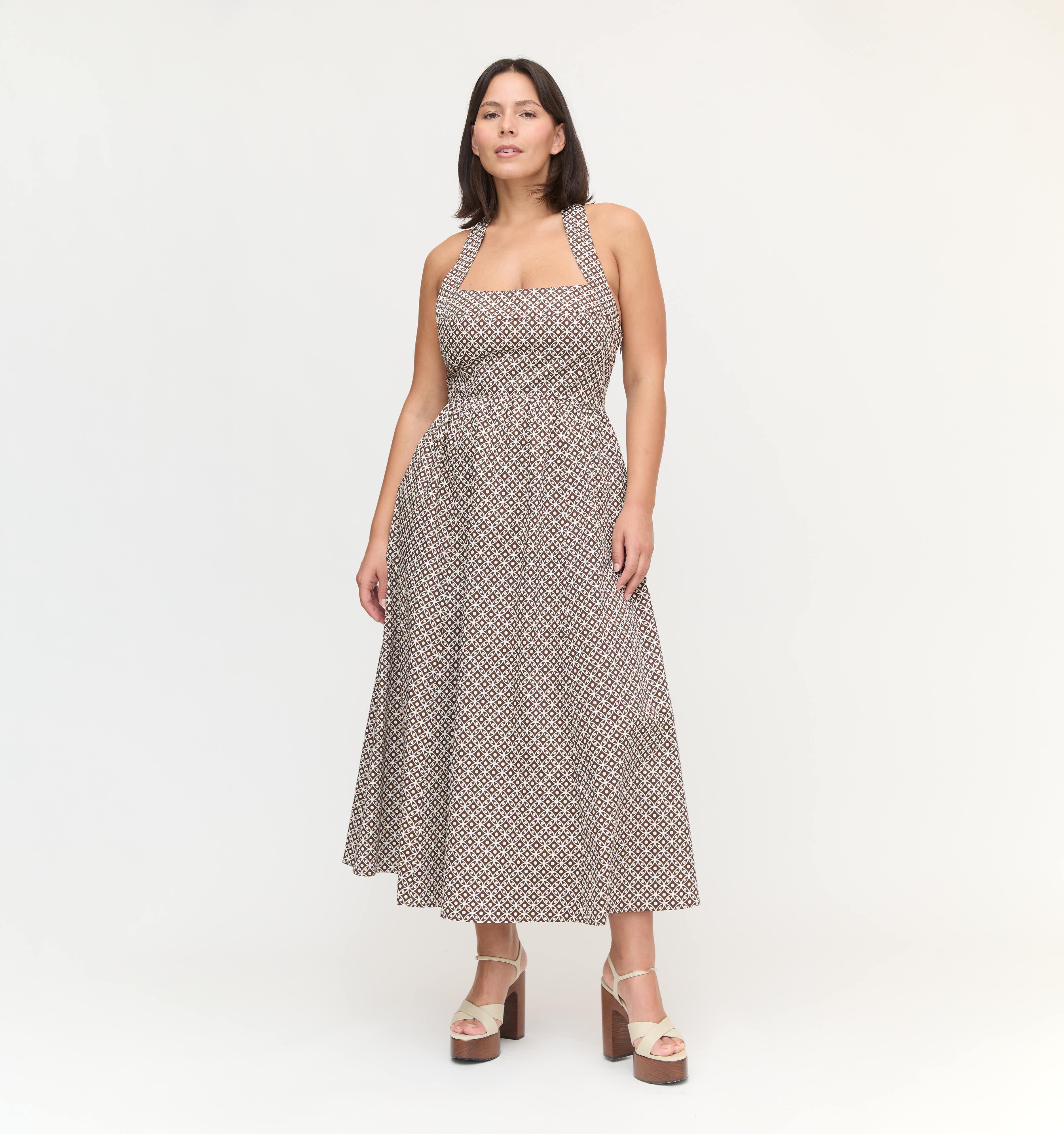 The Fleur Midi Dress - Chocolate Circular Lattice