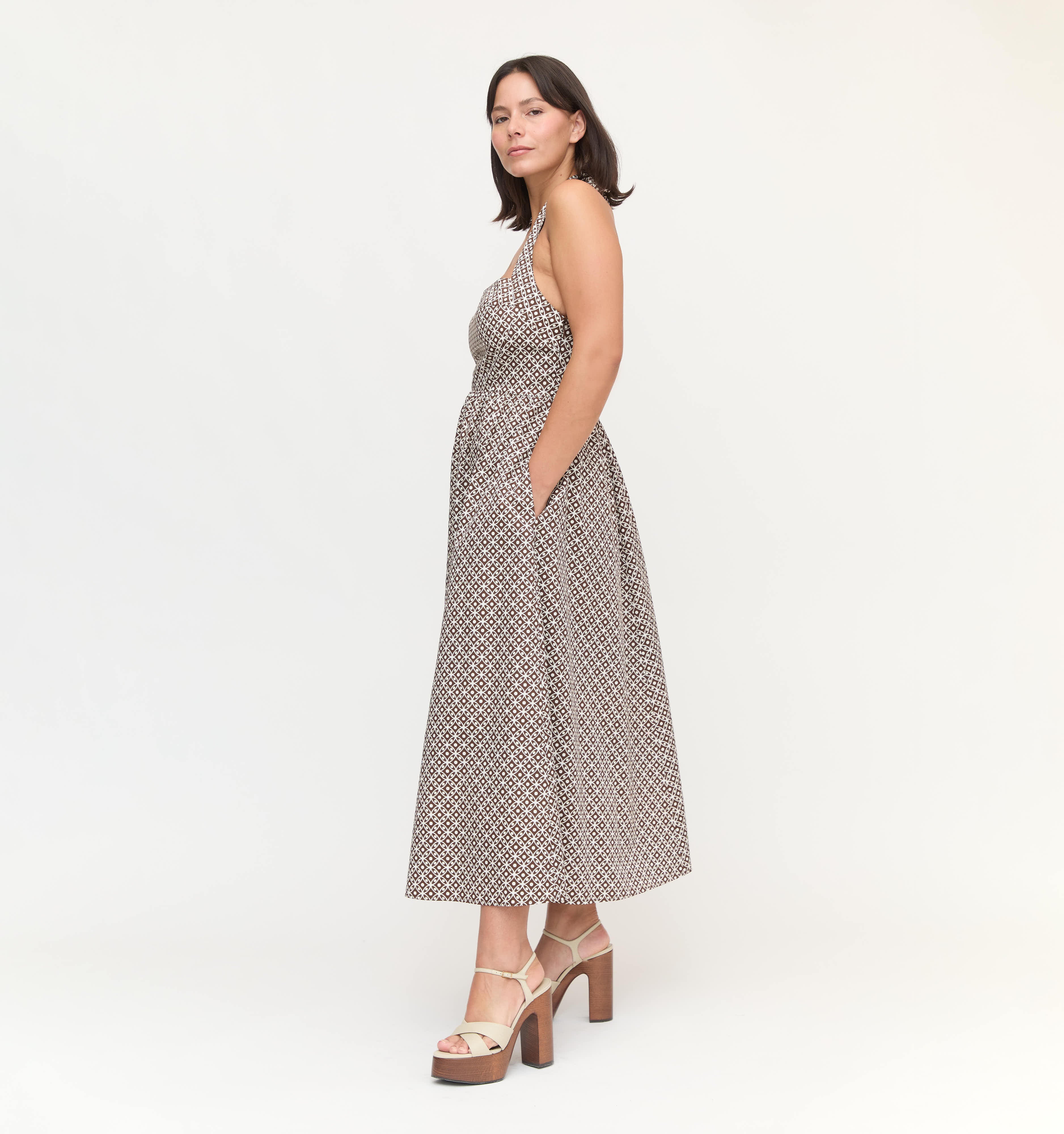 The Fleur Midi Dress - Chocolate Circular Lattice