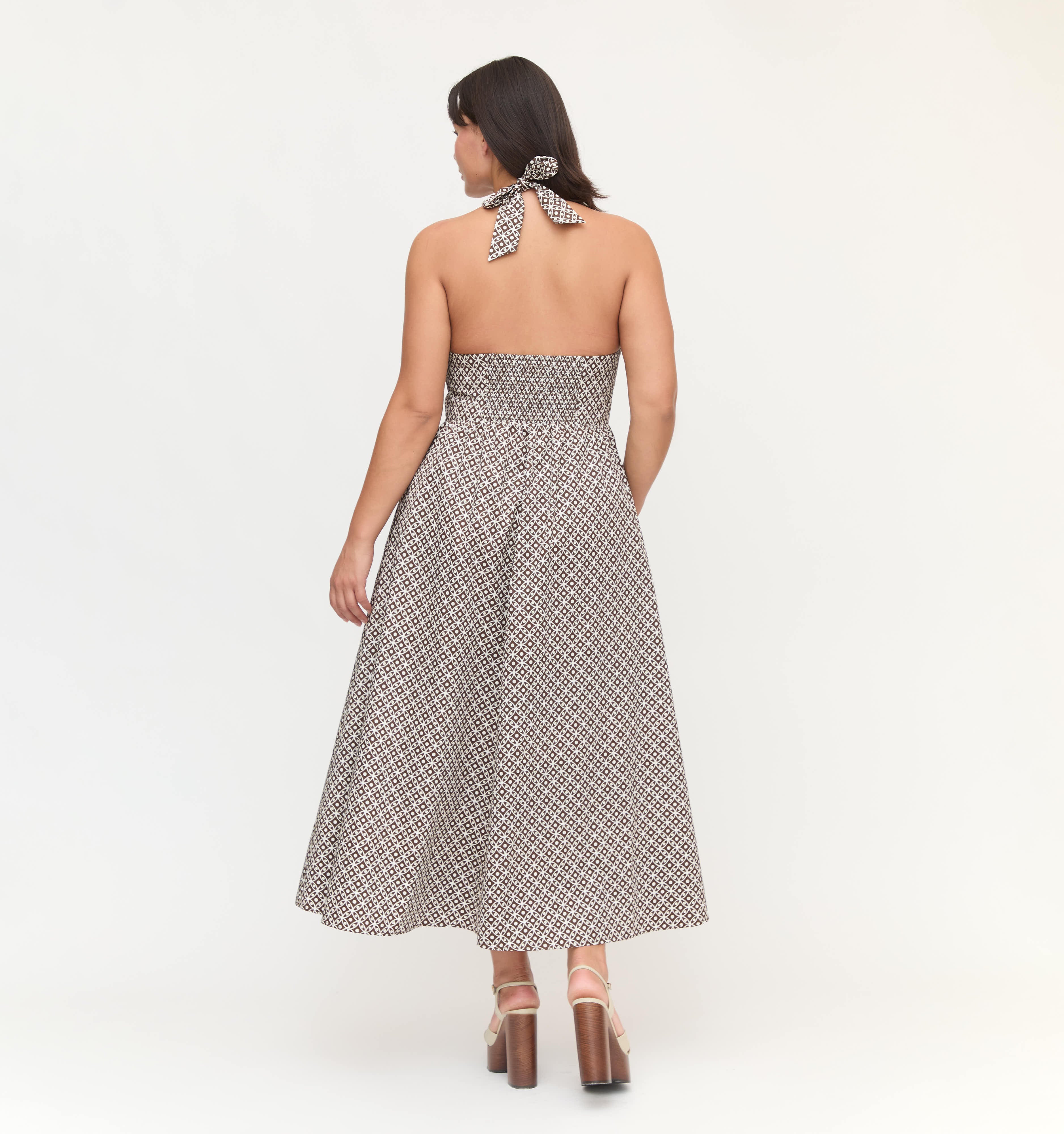 The Fleur Midi Dress - Chocolate Circular Lattice