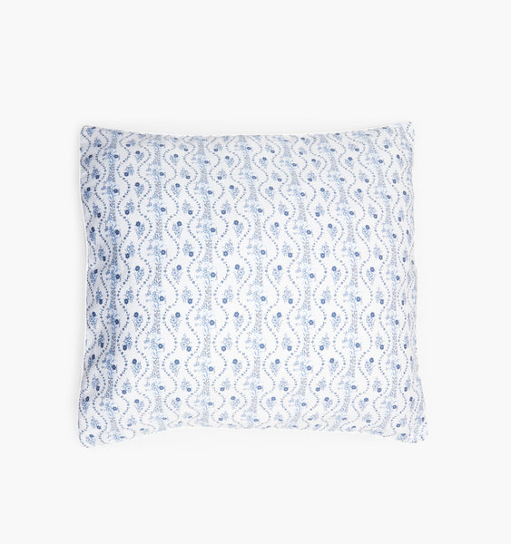 The Euro Sham - Blue Vine Stripe