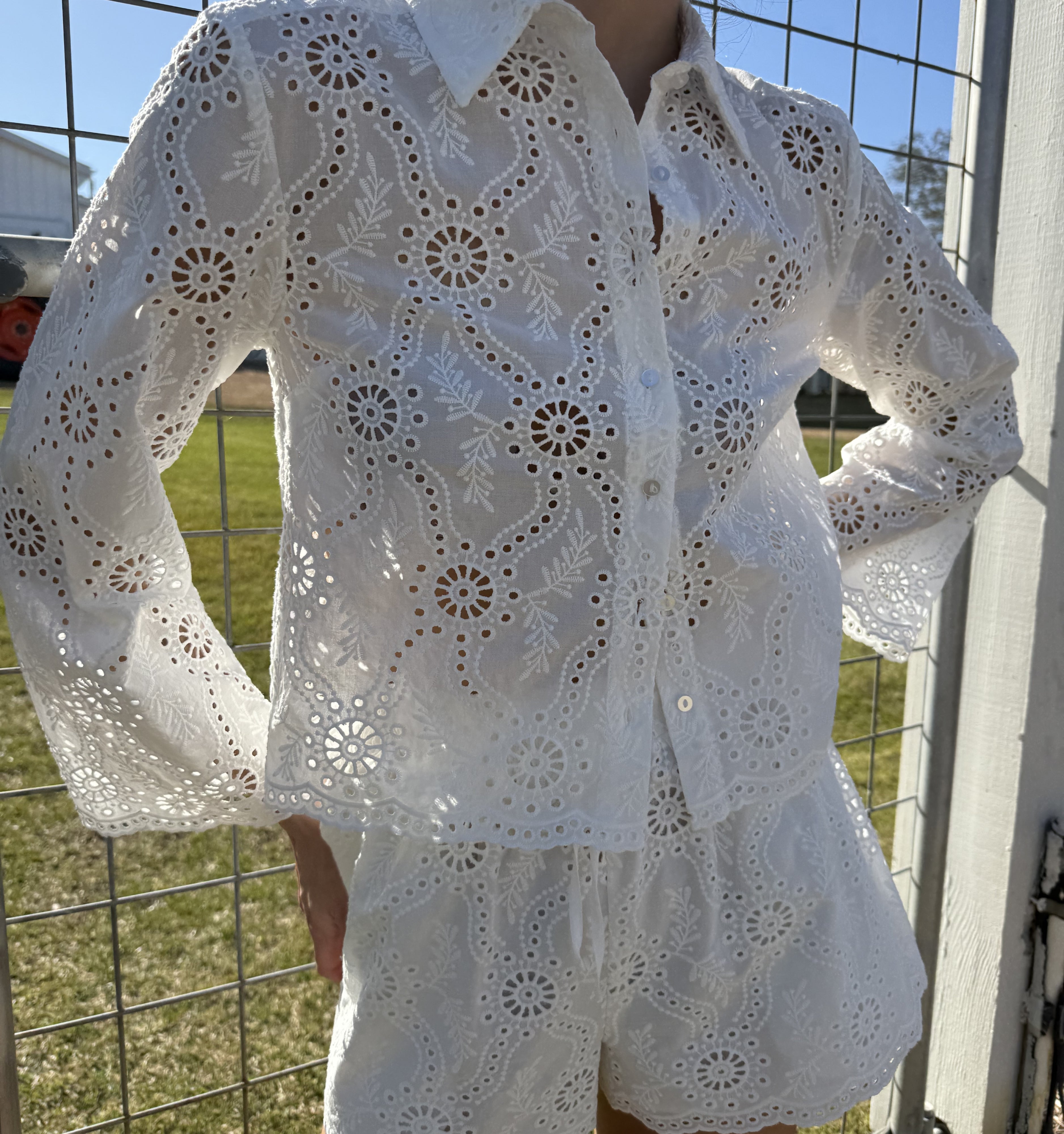 The Celia Top - White Trellis Broderie