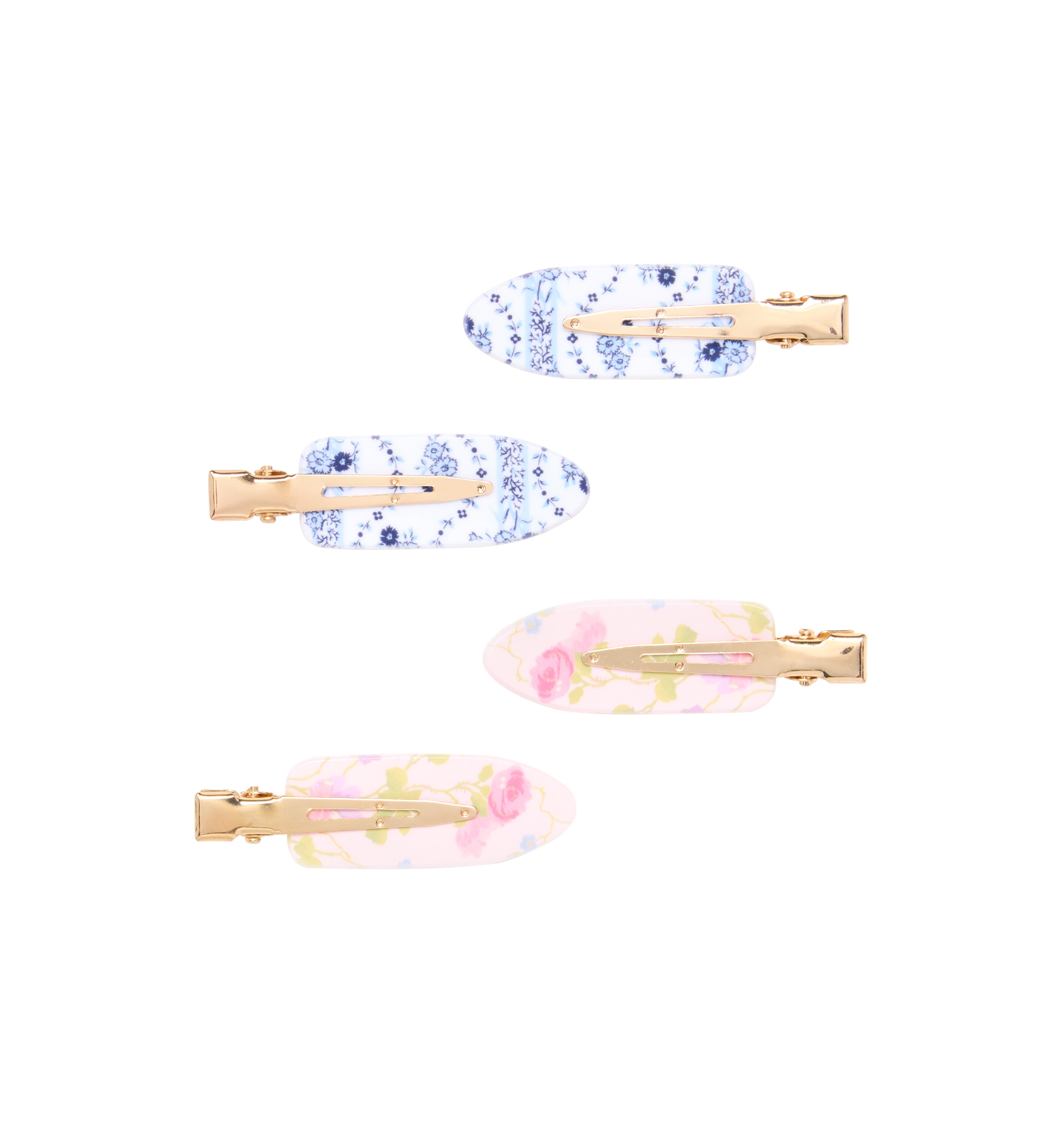 The Hill House x Wet Brush GRWM Clips - Blue Vine Stripe and Pink Floral