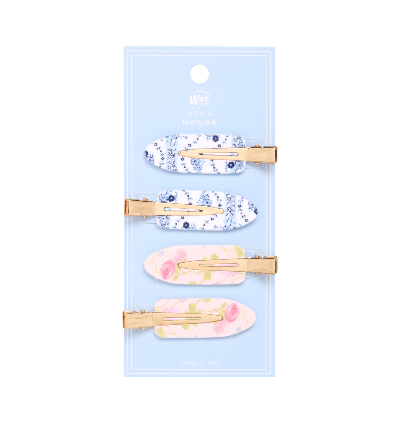 The Hill House x Wet Brush GRWM Clips - Blue Vine Stripe and Pink Floral