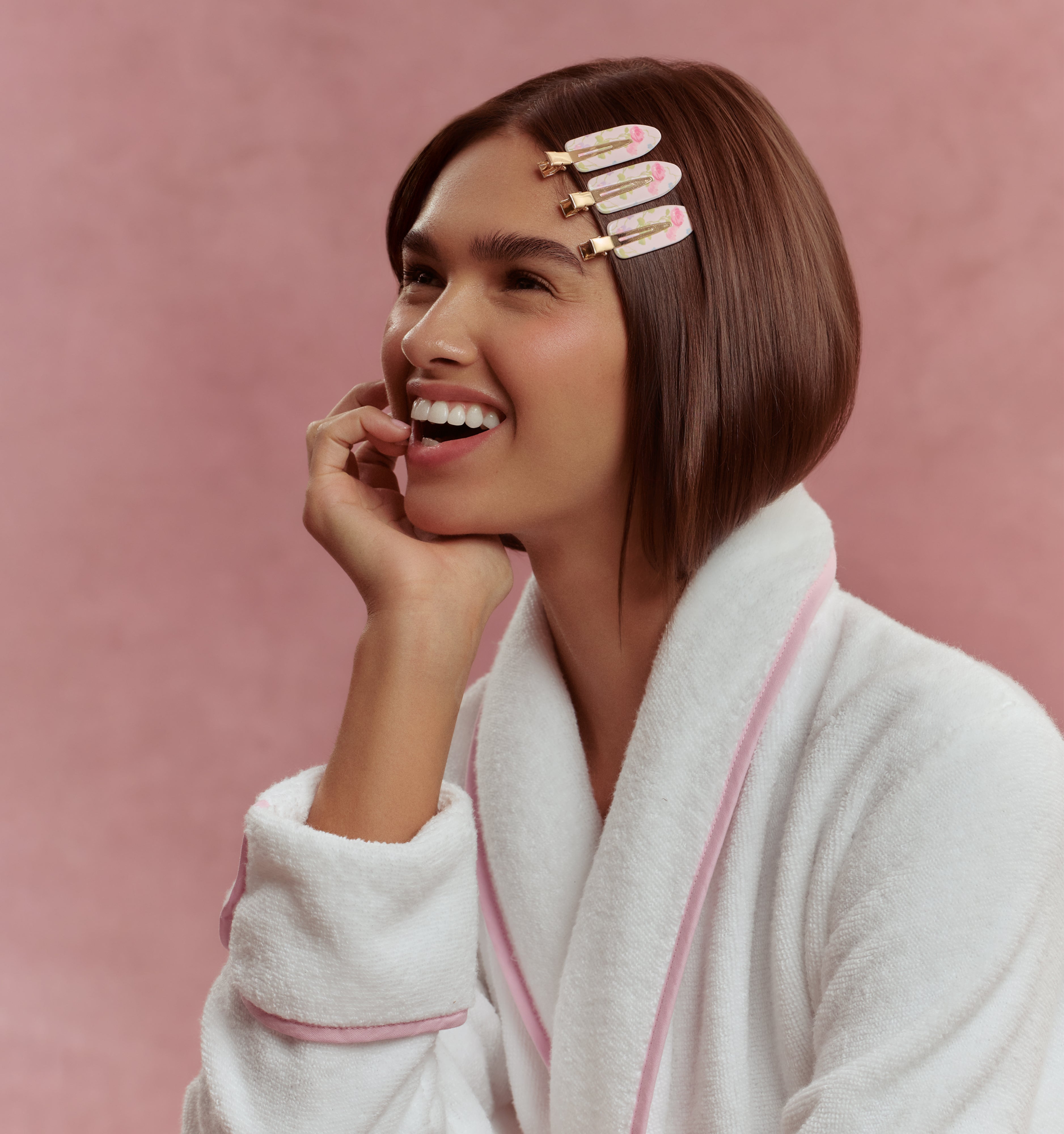 The Hill House x Wet Brush GRWM Clips - Blue Vine Stripe and Pink Floral