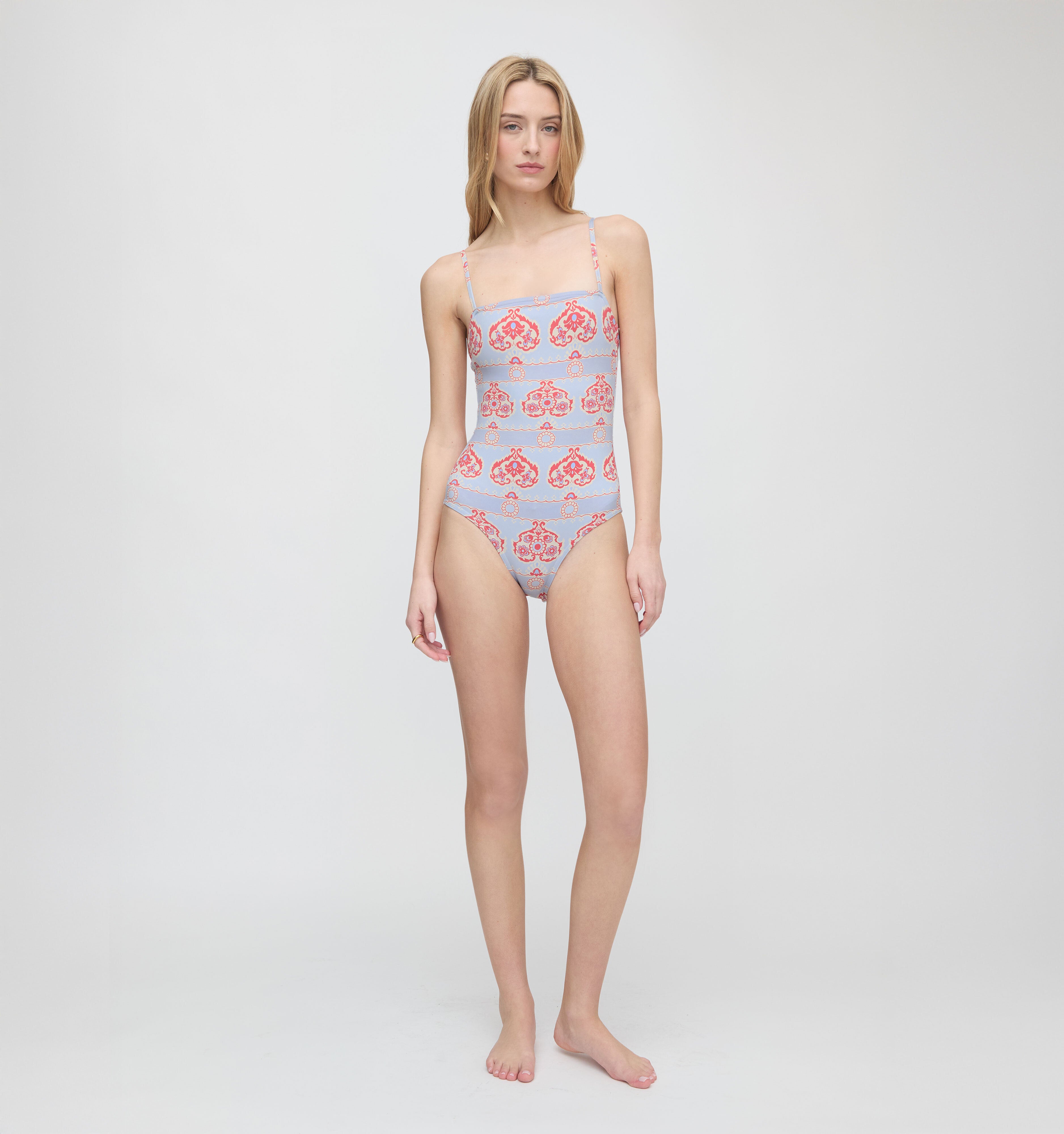The Giana One Piece - Poppy Damask Stripe