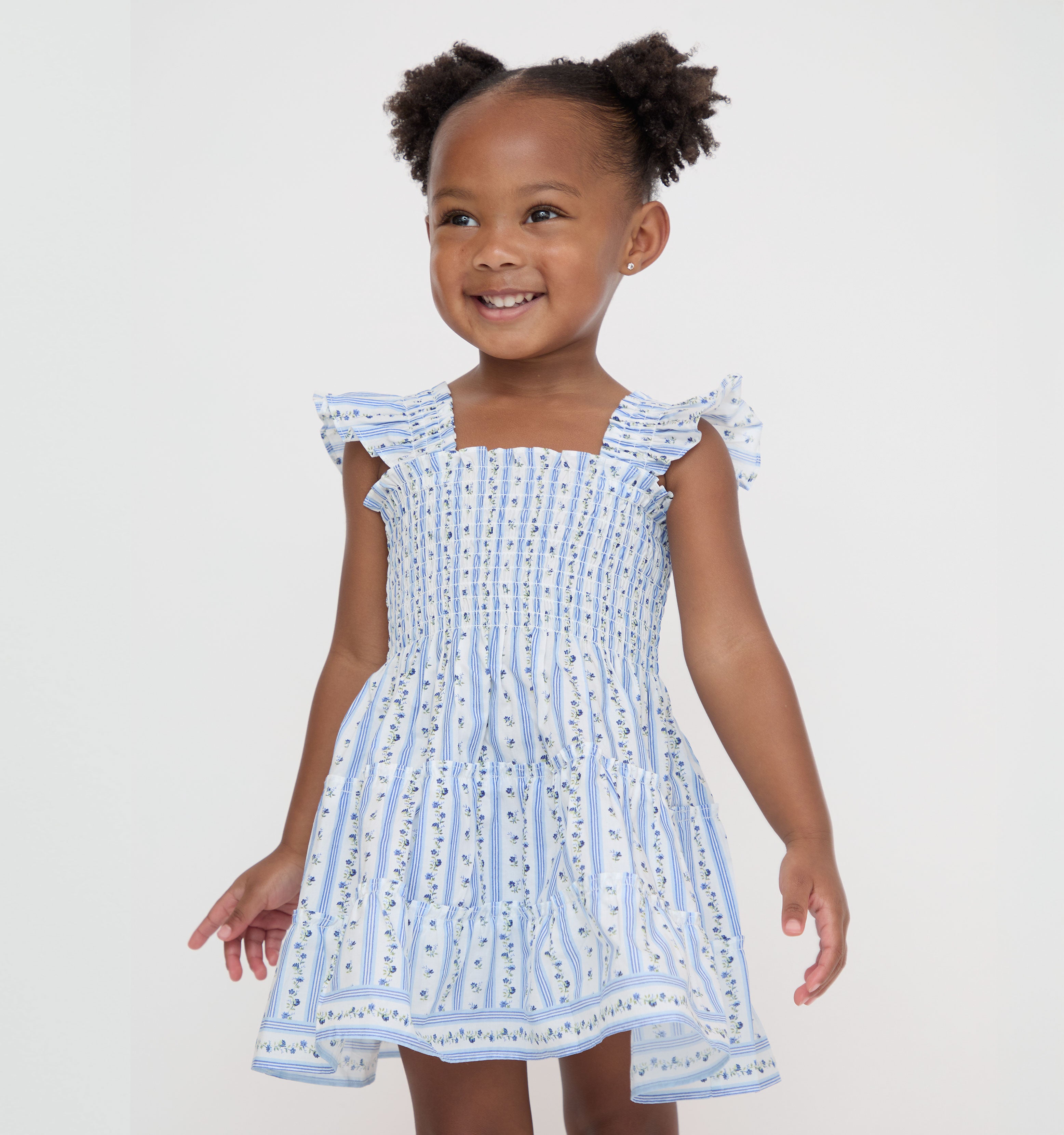 The Tiny Ellie Nap Dress - Blue Petal Stripe