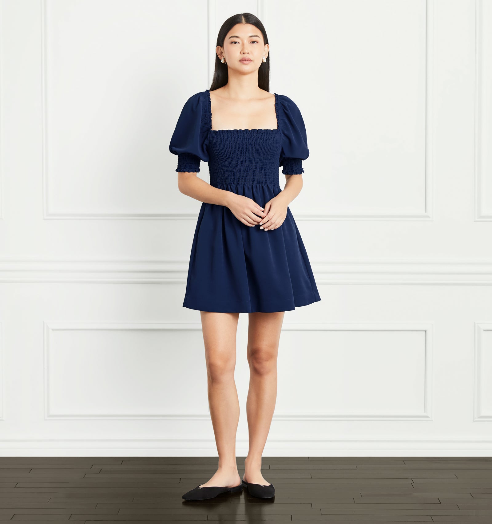 The Athena Nap Dress - Navy Crepe Hill House Home The Athena Nap Dress - Navy Crepe Hill House Home