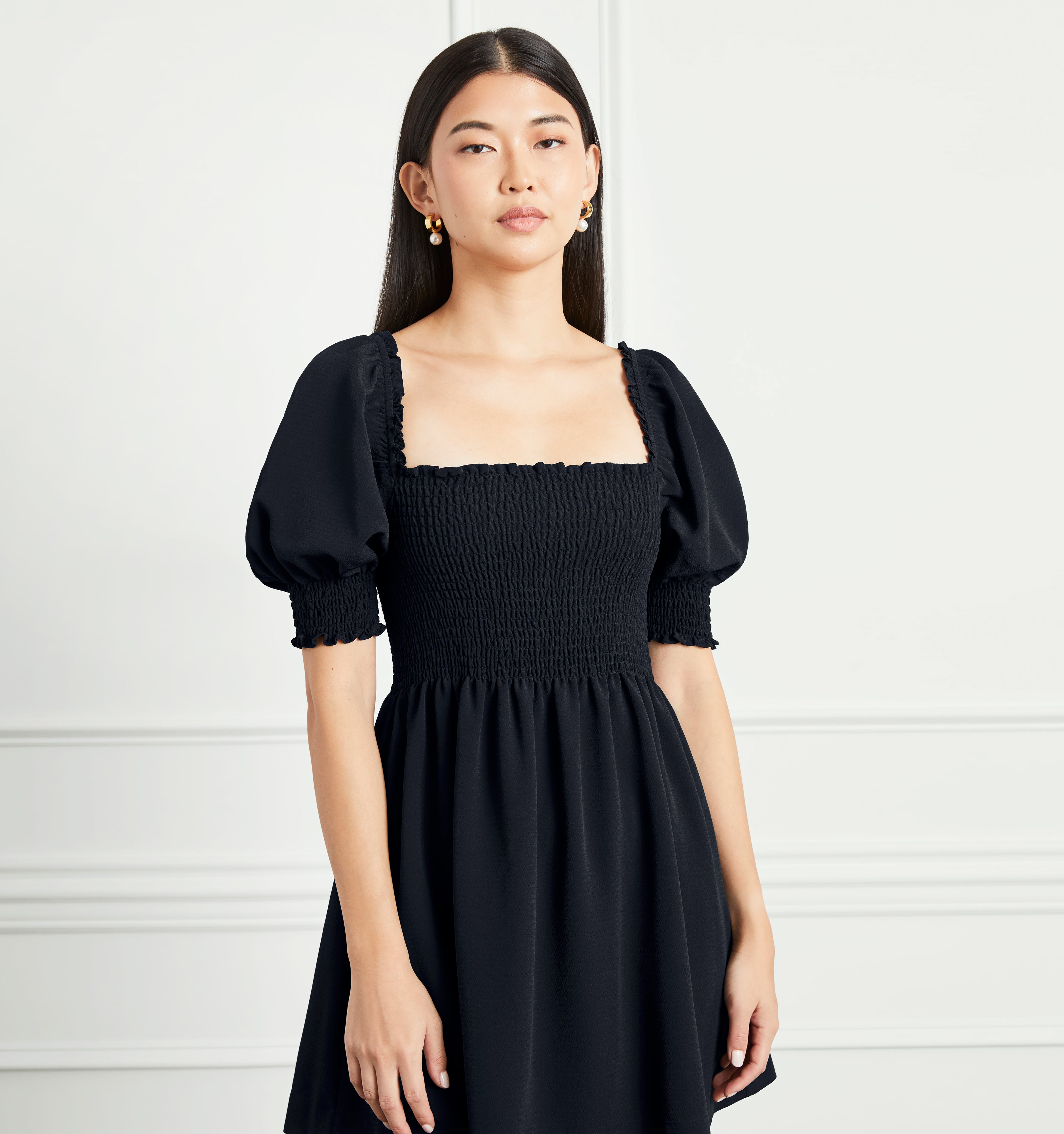The Athena Nap Dress in Black Crepe color: Wrinkle Resistant Black Crepe