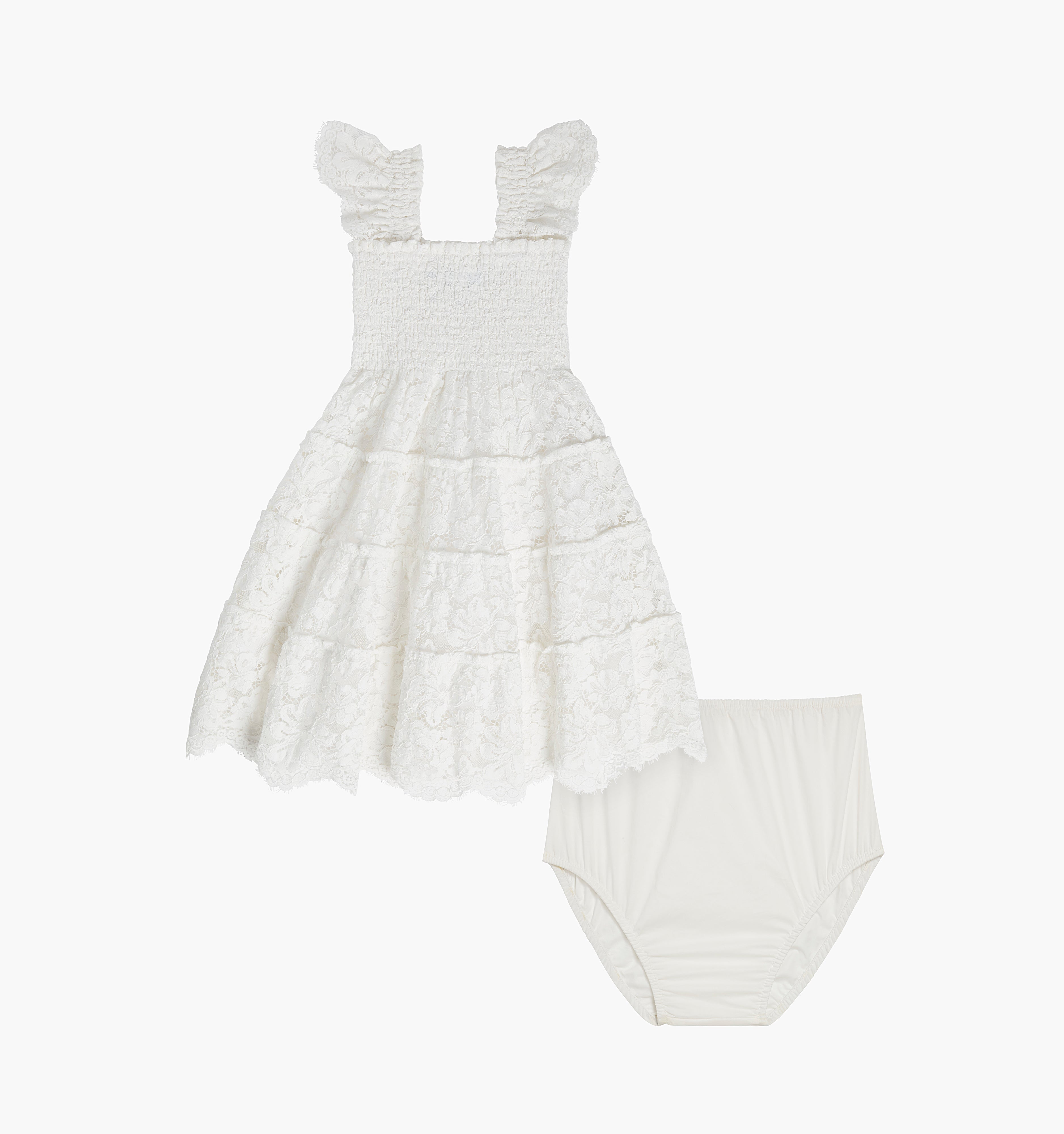 The Baby Lace Ellie Nap Dress - White Fleur Lace