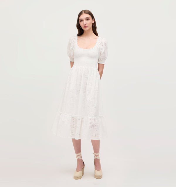 The Eyelet Louisa Nap Dress - White