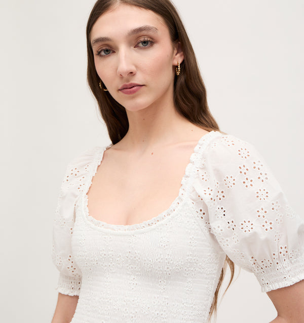 The Eyelet Louisa Nap Dress - White