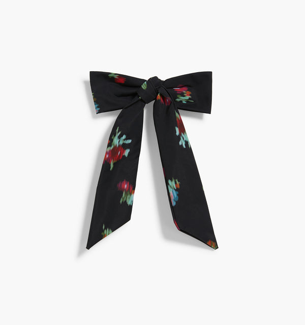The Belle Bow - Black Ikat Floral Taffeta