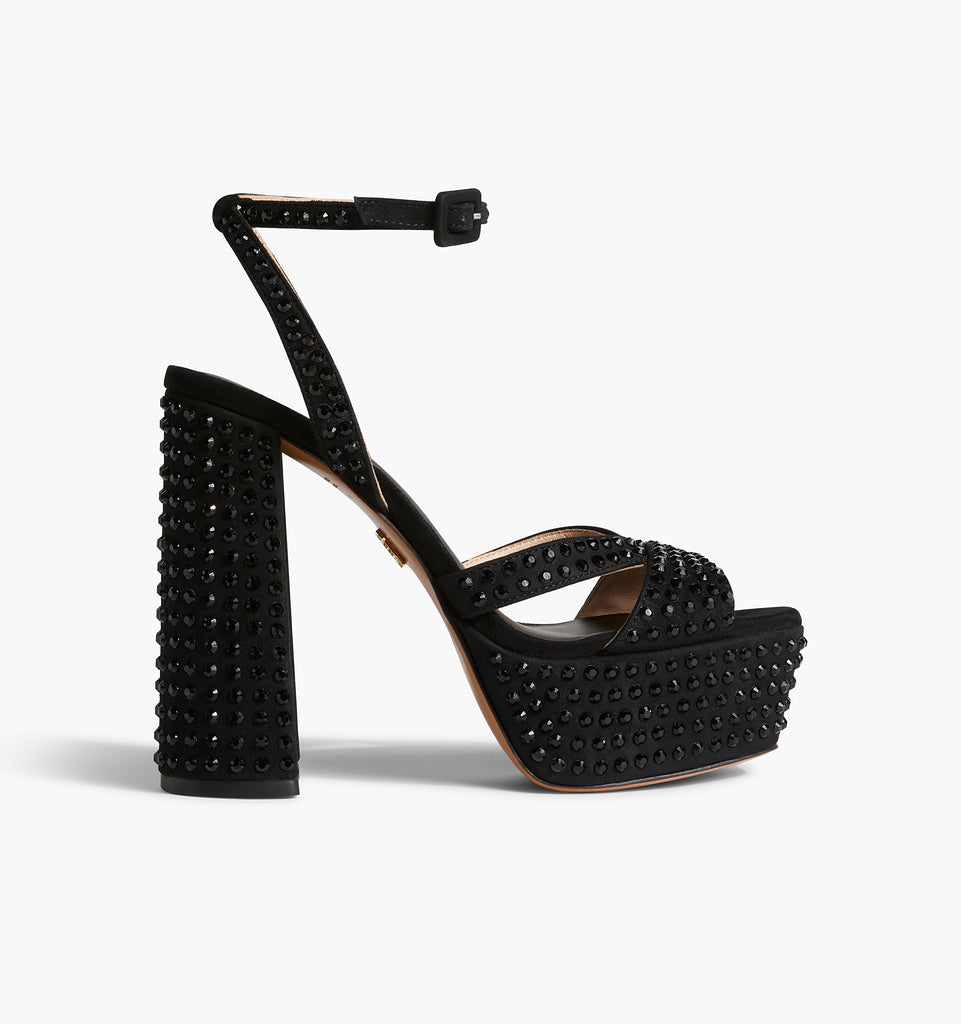 Platform black sandals store heels