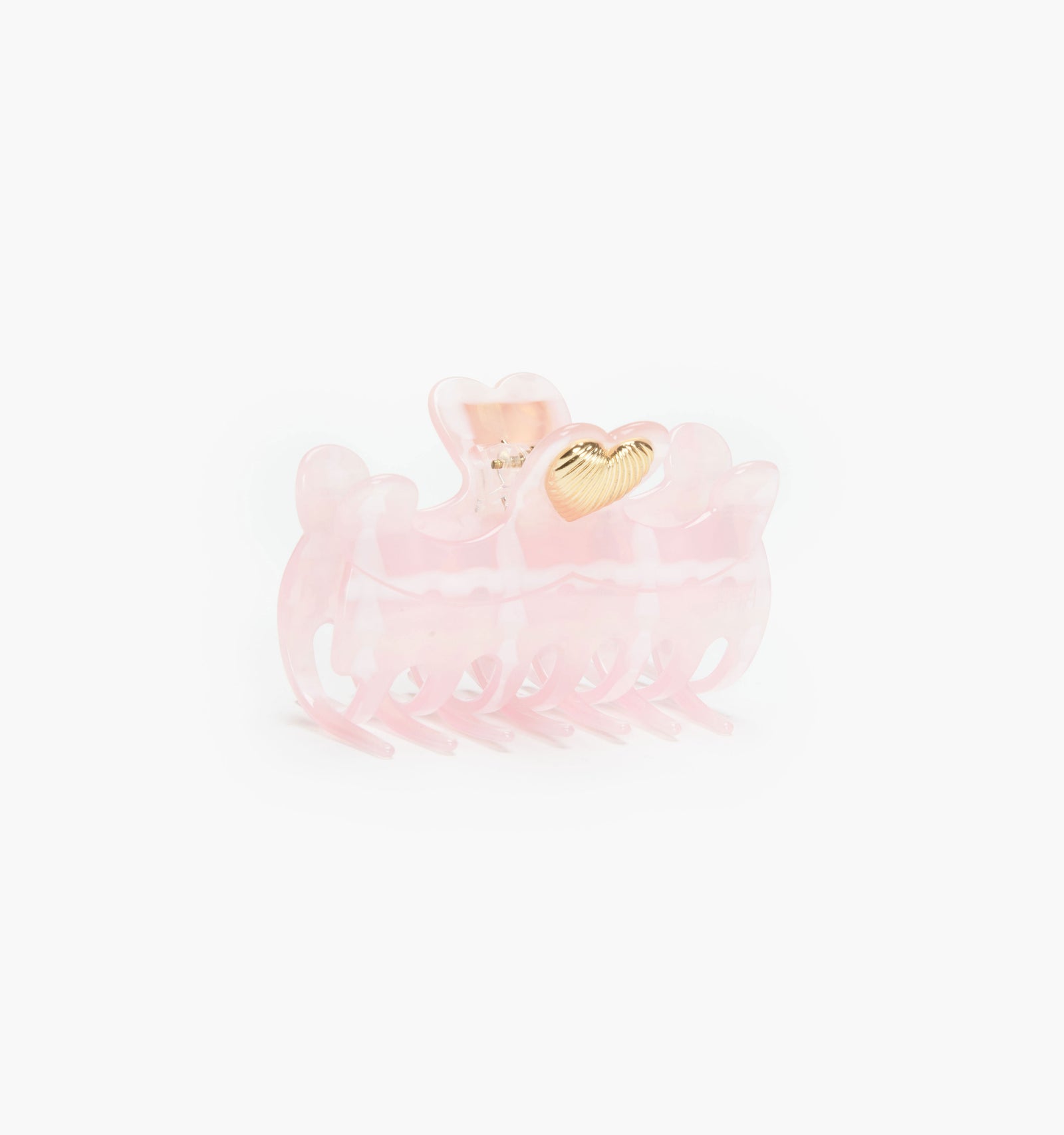 The Heart Claw Clip in Pink Plaid