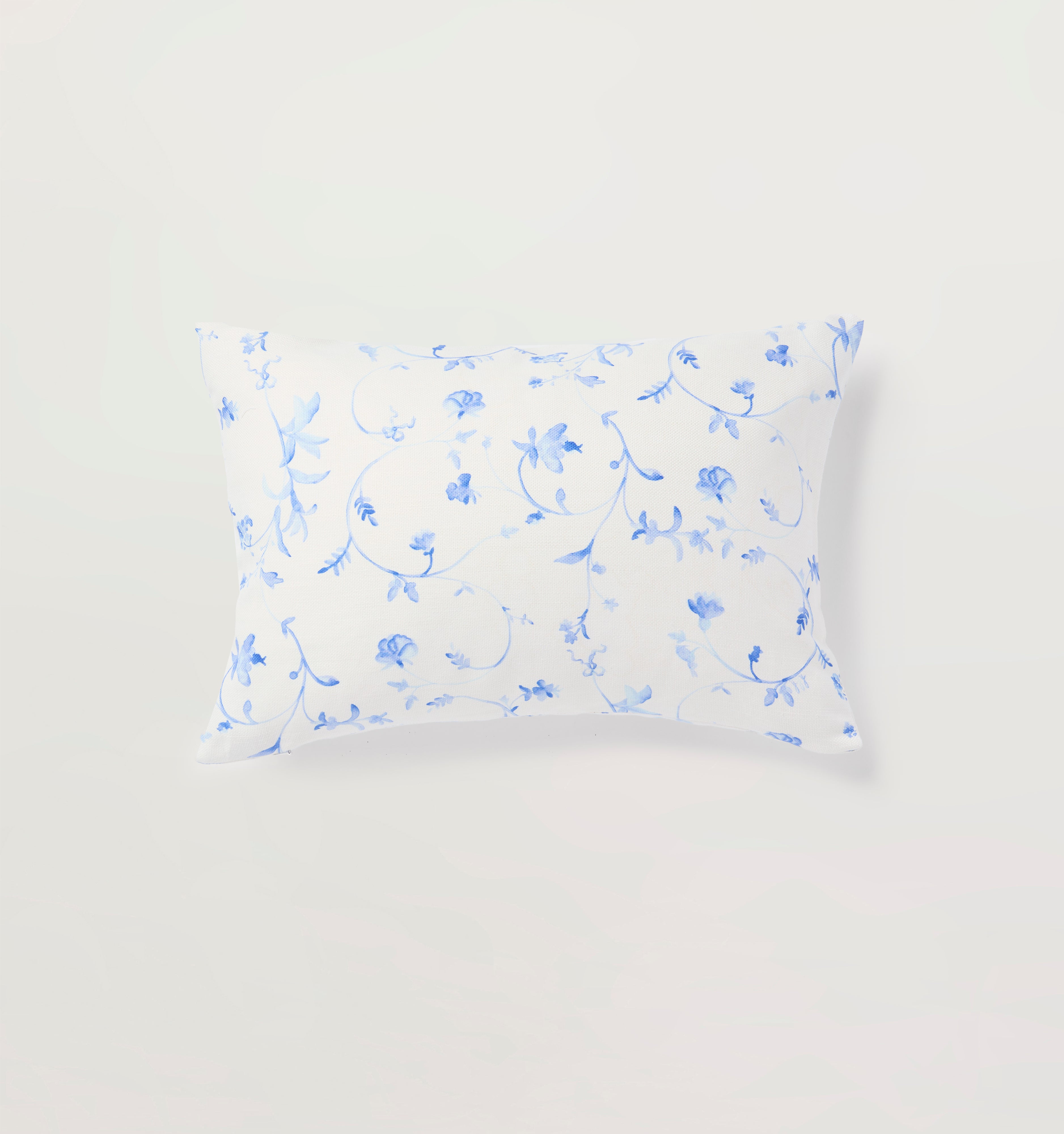 The Perry Lumbar Throw Pillowcase - Blue Botanical